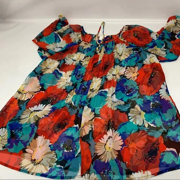 Charter Club Woman's Tunic‎ 1X  Red  Blue Floral - Picture 9 of 12